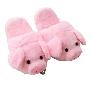 Hot Sale Winter Keep Warm Girls Animal Plush Cotton Slippers Pink Small Pig Cotton Slippers