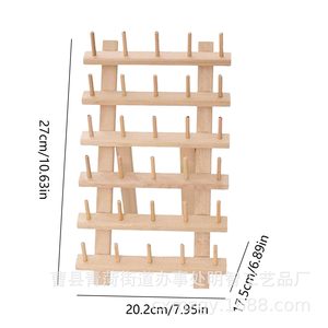 Support à bobines de fil en bois, 3 couches, pliable, portable, organisateur de rangement pour fil à coudre, pour la broderie et l'artisanat - Product Image 2