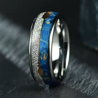 Bague de fiançailles Gentdes Jewelry prête à être expédiée, en bois d'orme de 8 mm, météorite artificielle et tungstène en forme de flèche, pour homme et femme