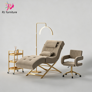 Cama Plegable Moderna para Salón de Belleza, para Cejas y Pestañas, con Base Dorada de Lujo, Ajustable, para Uso Escolar - Product Image 2