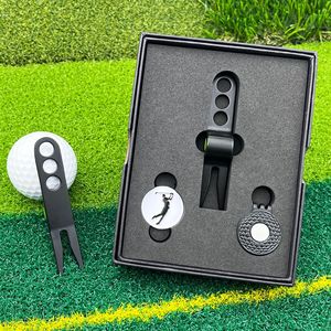 Golf Alloy Green Fork Repair <b>Tool</b> Magnetic Ball Marker Cap <b>Clip</b> Set Multifunctional Gift Box Universal Zinc Alloy - Product Image 1