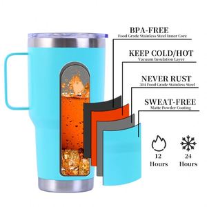 Custom Logo Outdoor 30oz Double Walled Travel Mugs Handle Stainless Steel Vacuum Insulated Travel Tumbler with Handle - Product Image 2