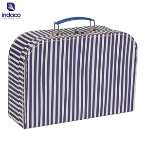 Simple black and white striped cardboard box, baby clothing packaging box, hand printed luggage with handle - Product Image 1