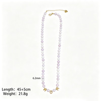 Collier de perles DIY avec lettres bulles, en pierres naturelles, plaqué or 18 carats PVD, résistant à la rouille et à l'eau, pour femme
