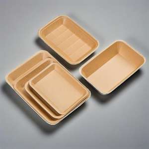 Plateaux de service alimentaire en papier kraft brun, biodégradables, jetables, pour les collations de fête, les frites - Product Image 1