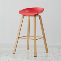 Tabouret de comptoir ergonomique en plastique avec pieds en bois de style nordique, multicolores, chaise haute pour comptoir de cuisine, café, bistrot, bar