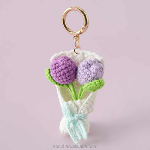 Creatieve Gehaakte Tulpenboeket Sleutelhanger Schattig Decoratief Object Voor Schooltassen Bruiloft En Jubileum Art Deco Stijl Hanger - Product Image 6
