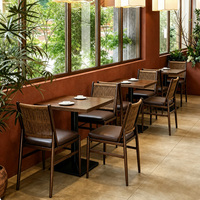 Ensemble de chaises en rotin de style chinois moderne et durable pour restaurant, table et chaises pour restauration rapide, café, restaurant de sushis