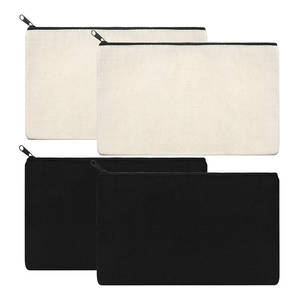 Sac de maquillage en toile de coton, fermeture éclair, Logo personnel personnalisé, pochette polyvalente pour étiquette privée, blanc, noir, 50 pièces - Product Image 1