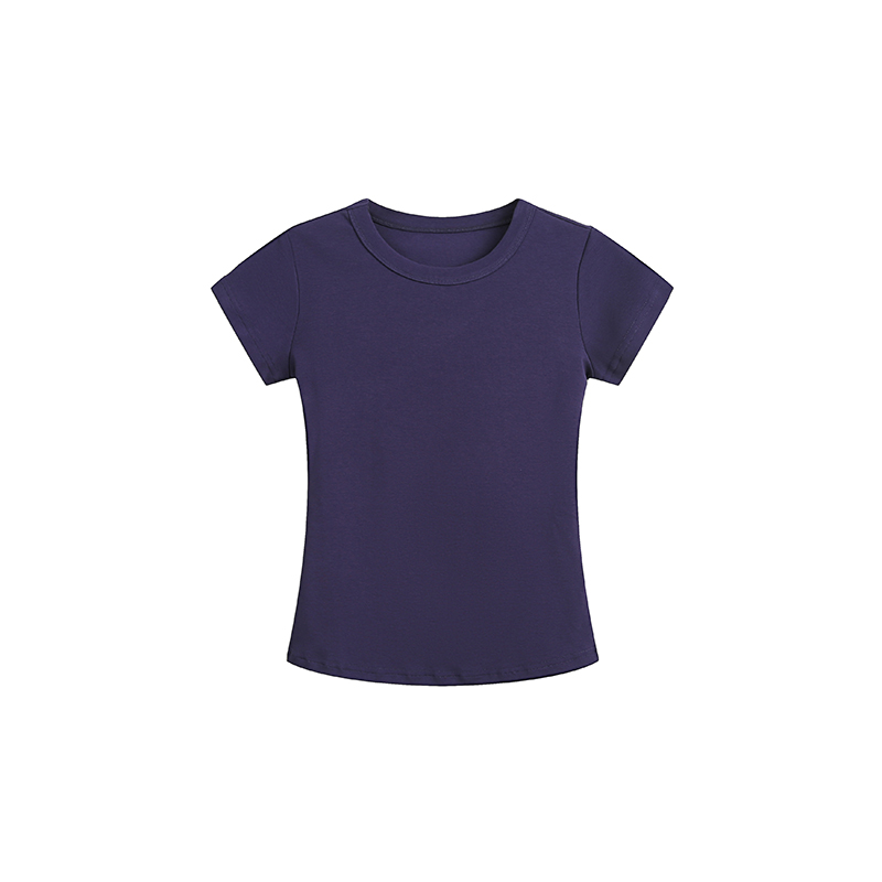 Slim T Shirt for Women Round Neck Short Sleeved Basic T-shirt for Women in Summer Cotton Slim Fit Baby Tee Add logo