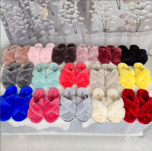 Sandalias de Mujer con Tiras Cruzadas de Lana / Sandalias Deslizantes de Felpa Tipo Uggs - Plataforma Plana para Exteriores - Pantuflas de Felpa con Suela Plana - Product Image 4