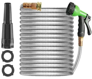 Second Generation Metal Garden Hose 25Ft 50 Ft 75Ft 100Ft Super Flexible Garden Hose, Lightweight No Kink Puncture