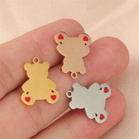 Breloque en émail en forme de cœur rouge et d'ours mignon, personnalisable avec votre logo, en acier inoxydable, pour la fabrication de bijoux DIY, de la marque Yiwu Aceon