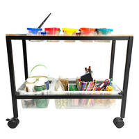 PLOMA 66x31x55 cm Chariot de peinture pour enfants OEM personnalisé de haute qualité, conception à roulettes, construction en métal solide et plastique, 2 tiroirs, personnalisable