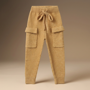 Lovely Simple Plain Knit Elastic Cuff Kids Pants With Hidden Pocket For Girls Casual Shopping Travel Wear - Product Image 2