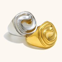 Bague créative en forme de beurre pour femmes, en acier inoxydable plaqué or 18 carats, tendance européenne et américaine, personnalité de niche, polyvalente
