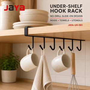 Support de rangement suspendu sous étagère JAYA, sans perçage, en métal, pour tasses, serviettes et ustensiles, pour rangement dans les armoires de <span class=keywords><strong>cuisine</strong></span> - Product Image 1