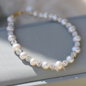 Sparkling 5-6mm Natural Freshwater Pearl <b>Bracelet</b> <b>Adjustable</b> Length Crystal Bangle Exquisite Beautiful Appearance Gift Planet - Product Image 1