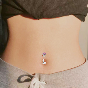 Anneau de nombril en titane avec boule et cristaux sertis, bijou de piercing tendance pour usage quotidien - Product Image 4