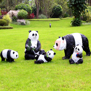 Sculpture en fibre de verre Panda pour décoration extérieure de jardin, ensemble de figurines pour pelouse - Product Image 1