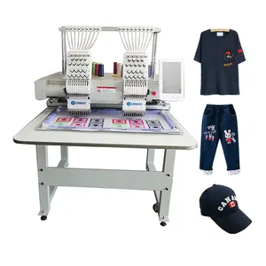 Manufacturer embroider tshirt and hat cloth t-shirt logo printing porter printer 2 heads embroiding machine for clothing