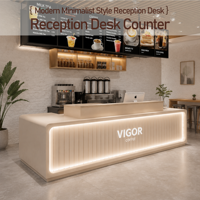 Bureau de réception moderne en bois, écologique, à hauteur réglable, design minimaliste, marque VIGOR pour hôtels, supermarchés