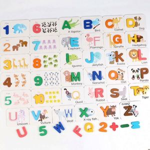 Juego Educativo de Letras de Madera ABC, Rompecabezas de Combinación de Patrones de Animales, Tarjetas de Memoria con Números y Alfabeto - Product Image 3