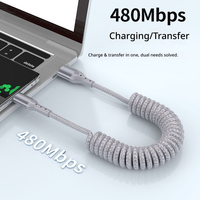 Câble de charge rapide télescopique tressé en spirale 100W pour téléphones Huawei et Apple 17 16 15, Samsung, Xiaomi