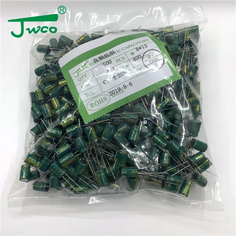 JWCO condensadores electrolíticos de aluminio proveedor 4.7uf400v mejor precio