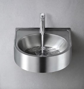 Évier mural compact en acier inoxydable 304, demi-rond, petit lavabo pour la maison, l'hôtel, la <span class=keywords><strong>salle</strong></span> <span class=keywords><strong>de</strong></span> <span class=keywords><strong>bain</strong></span>, la buanderie, vente en gros OEM ODM - Product Image 3