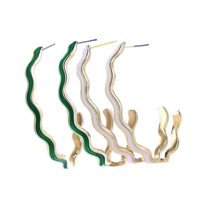 Orecchini a Cerchio Verdi Trendy Placcati Oro in Lega di Zinco, Gioielli da Donna alla Moda, Orecchini Pendenti Statement - Product Image 1