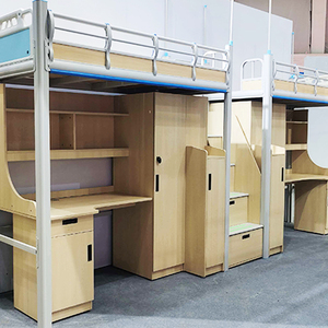 เตียงโลหะสไตล์ลอฟท์ทันสมัยพร้อมบันได สำหรับโรงพยาบาล หอพัก โรงเรียน โรงแรม อพาร์ทเมนท์ หรือห้องนอน ขายส่ง - Product Image 1