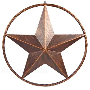 Rustic Copper Metal Star Wall Art Abstract Pattern for Outdoor Hanging Decoration Handicraft Technique