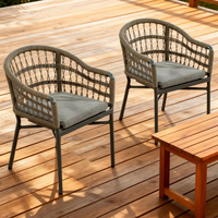 Fauteuil de jardin moderne pour patio, design personnalisé, chaise de salle à manger extérieure en aluminium et corde