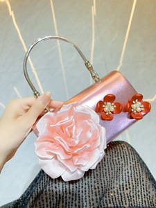 New Cross-border Design <b>Square</b> PU Flower Hand Bag Wedding Birthday Evening Cover Closure Style Shoulder Crossbody Tanjing - Product Image 2