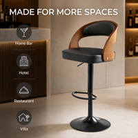 Chaise de bar pivotante à 360 degrés en cuir PU contemporain, réglable en hauteur, en bois courbé, pour bar à domicile et usage hôtelier – Offre Spéciale