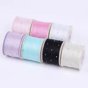 10yards/pcsHot drill ice silk ribbon snow textile belt DIY bow hair accessories flowers gift packaging webbing