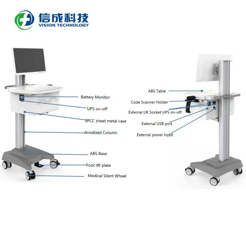 Carrello dello schermo del dispositivo Mobile dell'ospedale dei carrelli delle attrezzature mobili partecipa al supporto di vendita diretta servizi di personalizzazione dell'oem/ODM