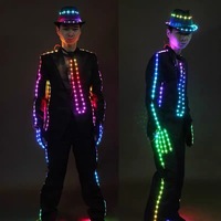 Veste à LED RVB pleine couleur, imprimée, pour scène, danse, costume Tron, tenue de performance pour danseuse de salle de bal, vêtement lumineux