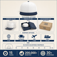 Casquette de baseball unie à visière plate, bicolore blanc et marine, en coton, 6 panneaux, réglable, avec logo personnalisé, unisexe, vente en gros, OEM, faible MOQ