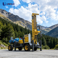 Foreuse diesel à circulation inversée haute vitesse, diamètre 200 mm, avec pompe moteur, montée sur remorque, sur roues, pour puits d'eau et forage de roche