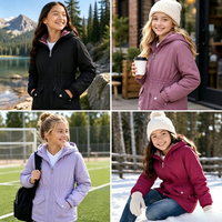 Veste imperméable mi-lourde pour filles, doublure en fourrure sherpa confortable, coupe-vent à capuche résistant à l'eau, veste zippée pour filles