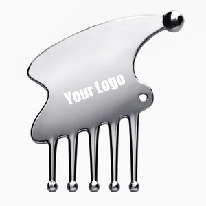 Neues einzigartiges Design 3-in-1-Akupunktur-Massagekamm Gua Sha Edelstahl-Gesichtsculpt-Werkzeug für Entspannung und Haut gesundheit - Product Image 2