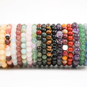 Boheng Bracelet Extensible Élastique Sans Soudure en Perles Rondes de Cristal 6mm 8mm 10mm, Style Amour Feng Shui pour Femmes et Hommes - Product Image 1