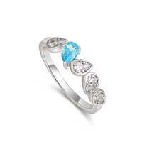 Joyería de Moda para Mujer, Plata de Ley S925, Rodio, Circonita Corte Pera, Juego de Collar, Pendientes y Anillo para Bodas, Bailes y Banquetes