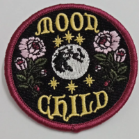 Patch brodé floral enfant lune ronde, applique vintage lune rose étoile sorcière pour veste bohème, chapeau, sac à dos, gothique, DIY