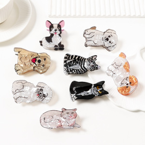 Collection Mignonne d'Accessoires pour Cheveux Animaux (Chat, Chien, Requin) Style Européen et Américain en Acrylique pour Enfants, Pinces à Cheveux de 5,4 cm pour Fêtes - Product Image 2