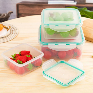 Ensemble de 3 contenants alimentaires carrés en plastique avec couvercles à fermeture à pression pour réfrigérateur - Product Image 2