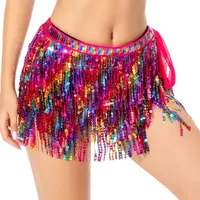 Accessoires de danse du ventre colorés pour femmes, ceinture de danse du ventre à franges et paillettes, ceinture de danse du ventre pour filles, accessoire de danse pour la taille