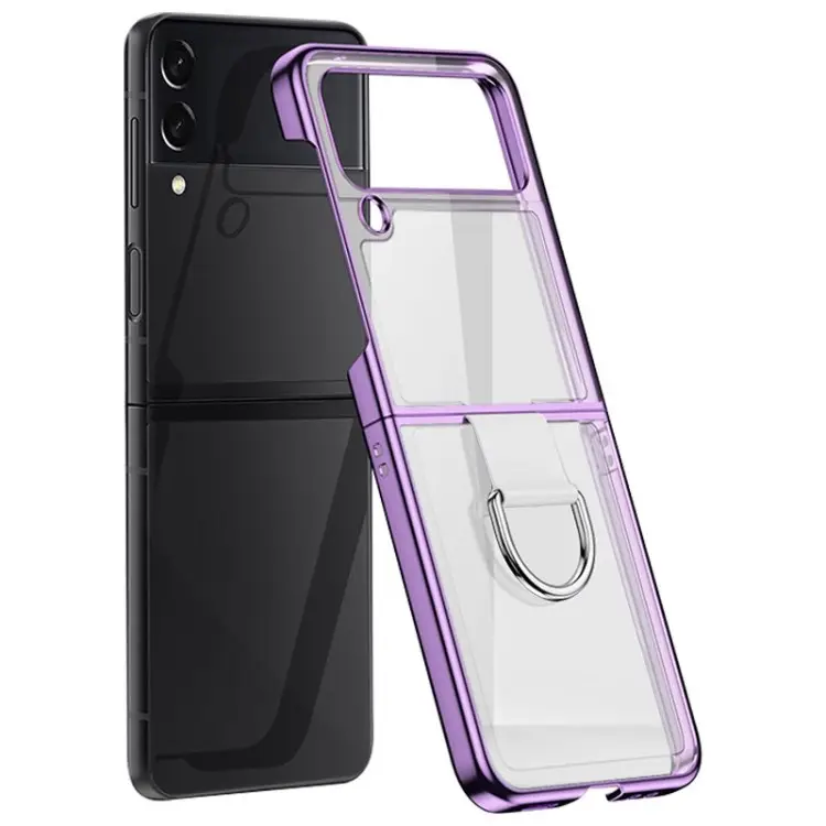 Luxury Hard PC Glossy Transparent Phone Case Cover for Samsung Galaxy Z Flip 4 5G crystal phone case